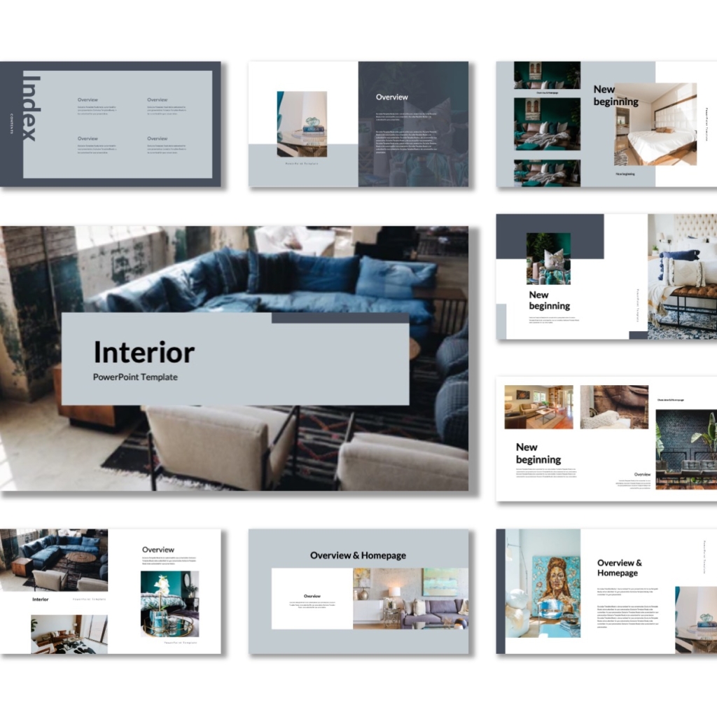 Modern Stylish Interior Design Presentation Template Original and High Quality PowerPoint