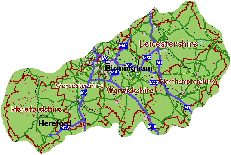 Map Of Midlands Counties Midlands