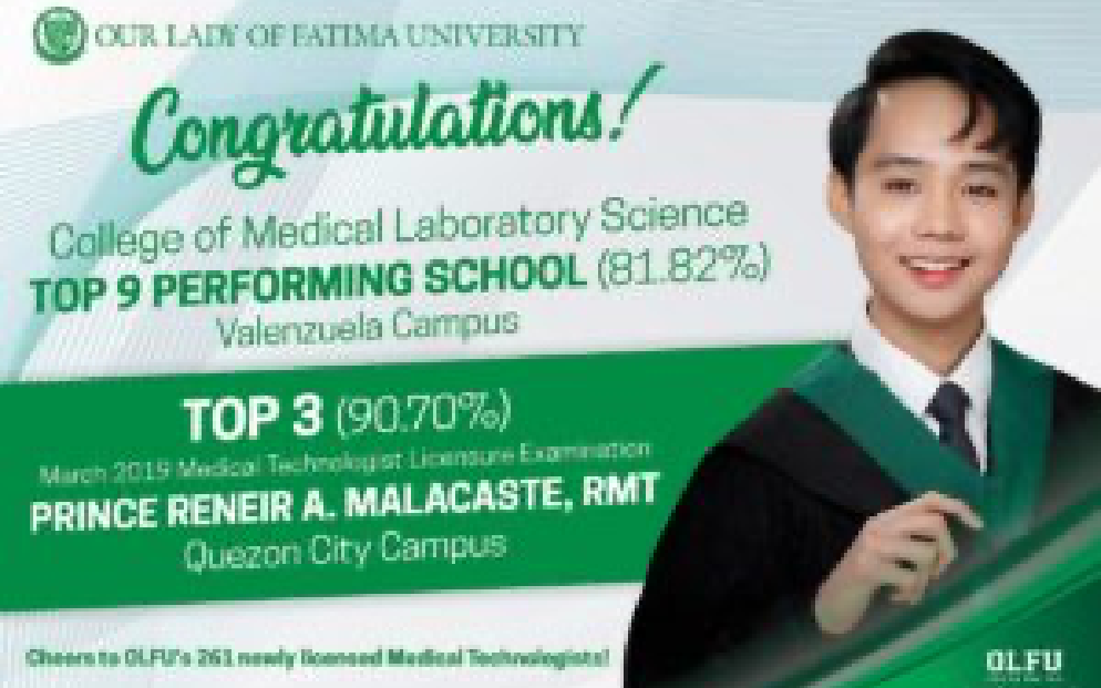 College of Medical Laboratory Science aces March 2019 MedTech boards