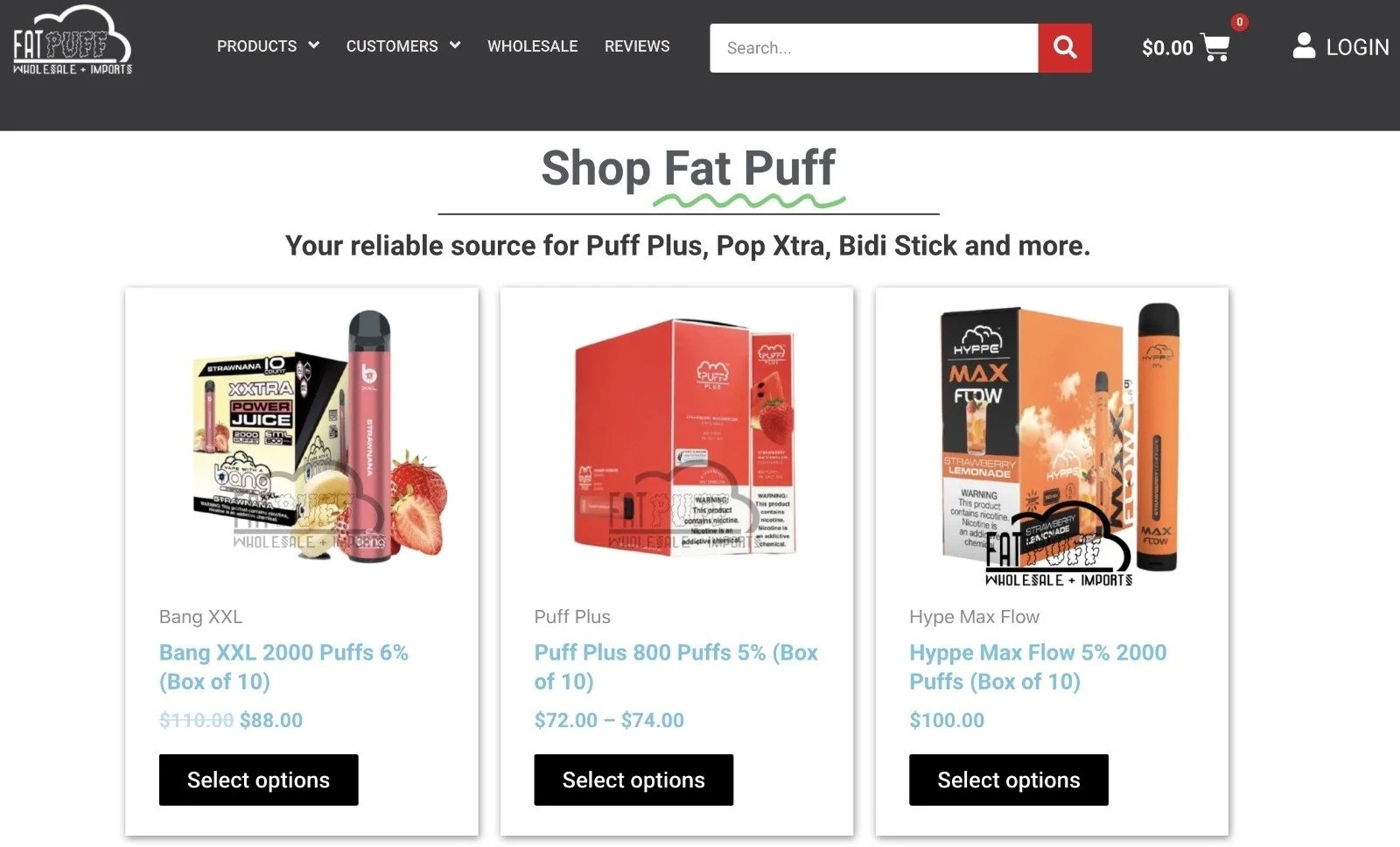 Fat Puff Wholesale Shop Get Bulk Puff Bars and More From the USA!