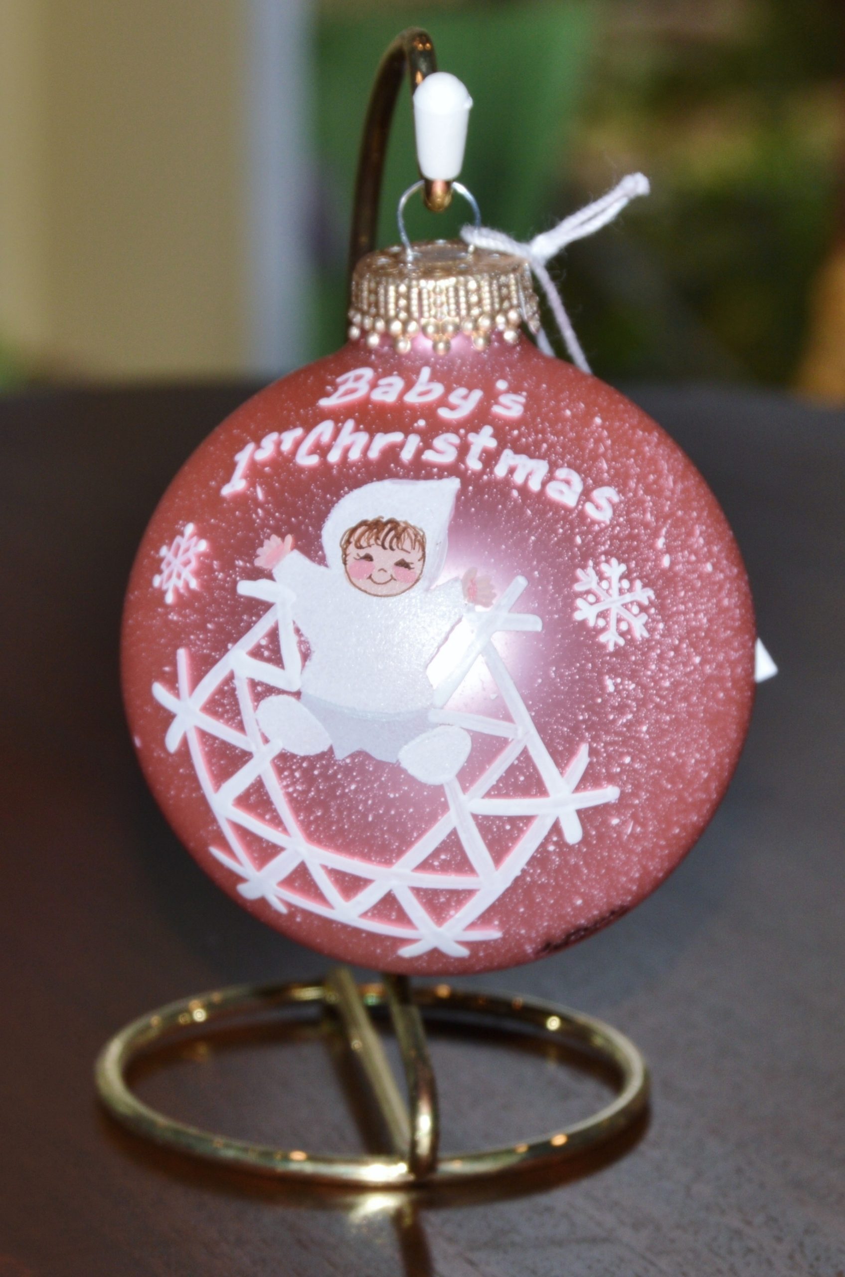 Baby’s 1st Christmas Glass Ornament in Pink or Blue