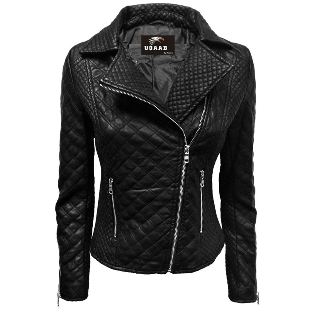 Women Biker Quilted Leather Motorcycle Fashion Puffer Jacket Buy