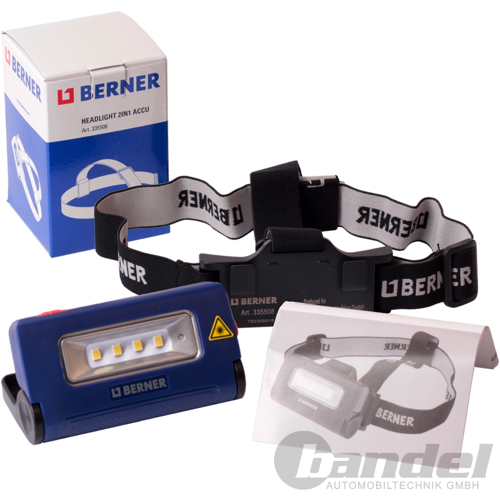 Berner DEL Lampe Frontale 2in1 USB 3,7 V LiIon Batterie Lampe Torche