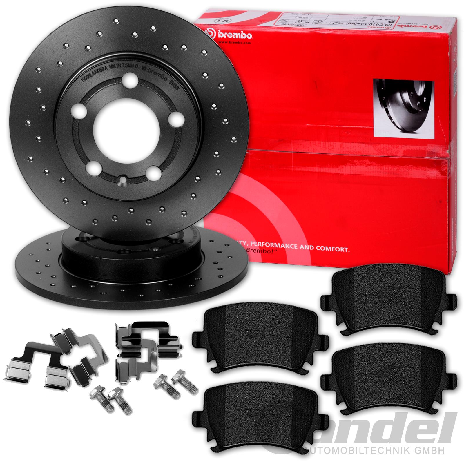 Brembo Xtra SportDisques De Frein + Garnitures Arrière VW Golf 5 6 GTI