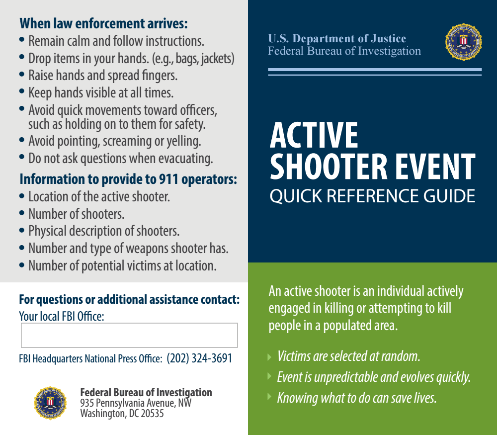 Active Shooter Event Quick Reference Guide — FBI(04)