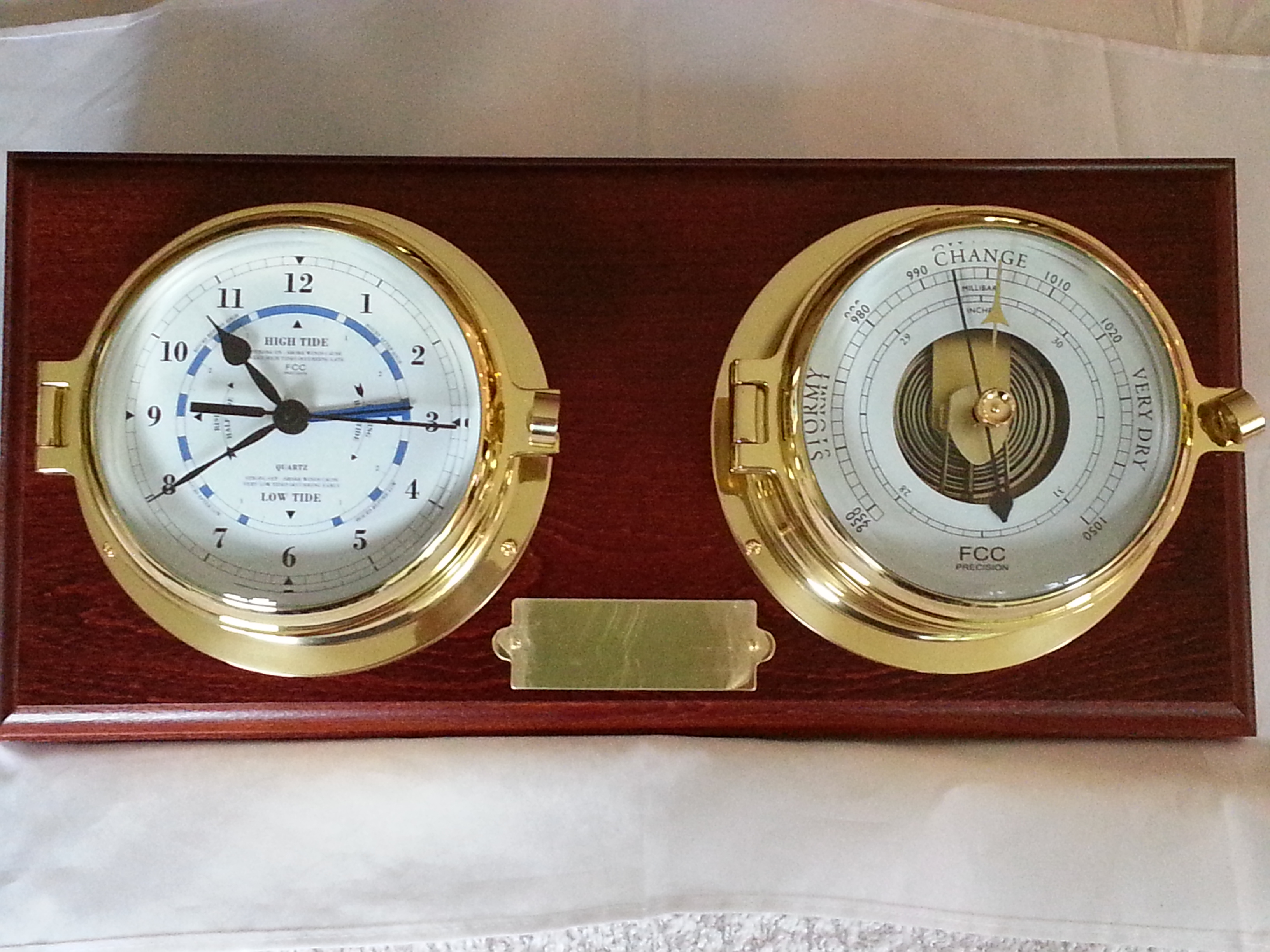 Cast brass Time & Tide Clock & Barometer FCC Precision