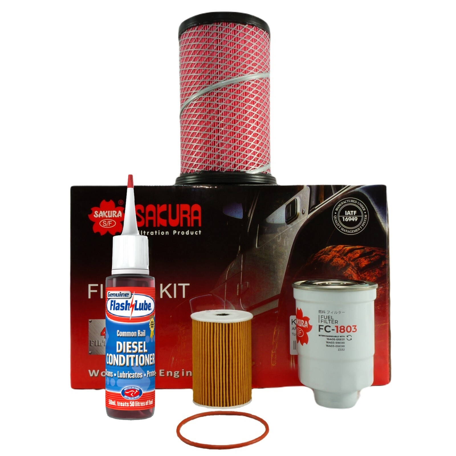 Nissan Navara D22/Elgrand 3.0L ZD30DDT Air, Fuel, Oil Filter Service Kit Sakura K18070