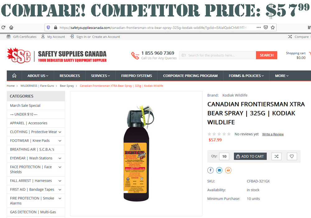 Sabre Wild Max Bear Spray, Strongest Bear Pepper Spray by law Wild Animal Repellent Spray