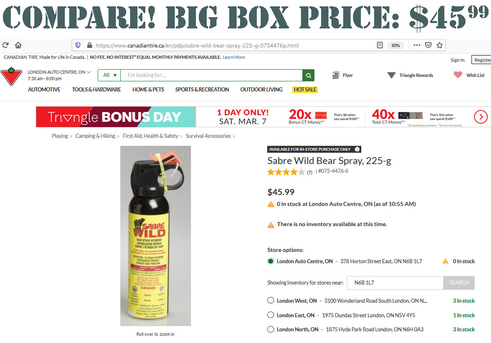 Sabre Wild Max Bear Spray, Strongest Bear Pepper Spray by law Wild Animal Repellent Spray