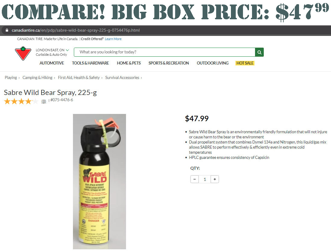 Sabre Wild Bear Spray, Aggressive Bear Pepper Spray Deterrent Wild