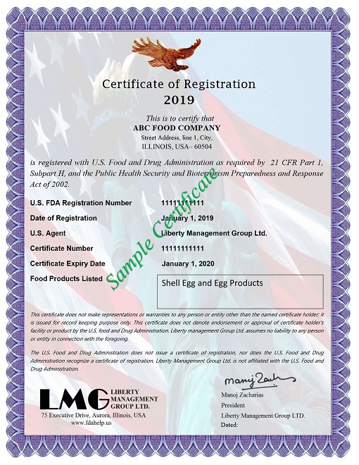 FDA Registration Shell Egg and Egg Products.