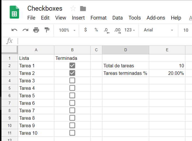 Checkbox en Google Sheets Business Intelligence MX