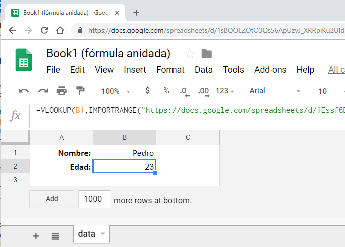 La función BUSCARV google sheets Business Intelligence MX