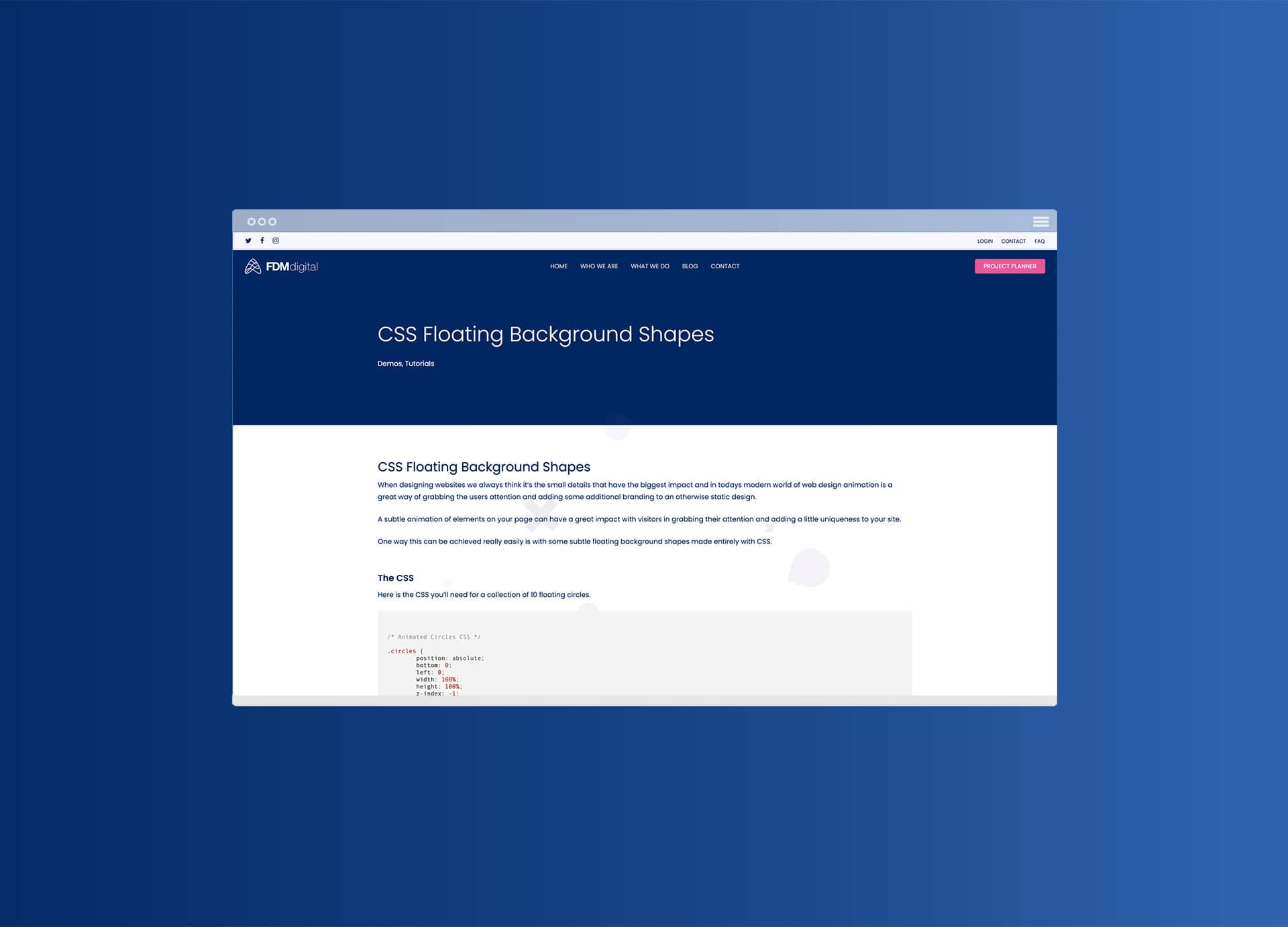 CSS Floating Background Shapes FDM Digital