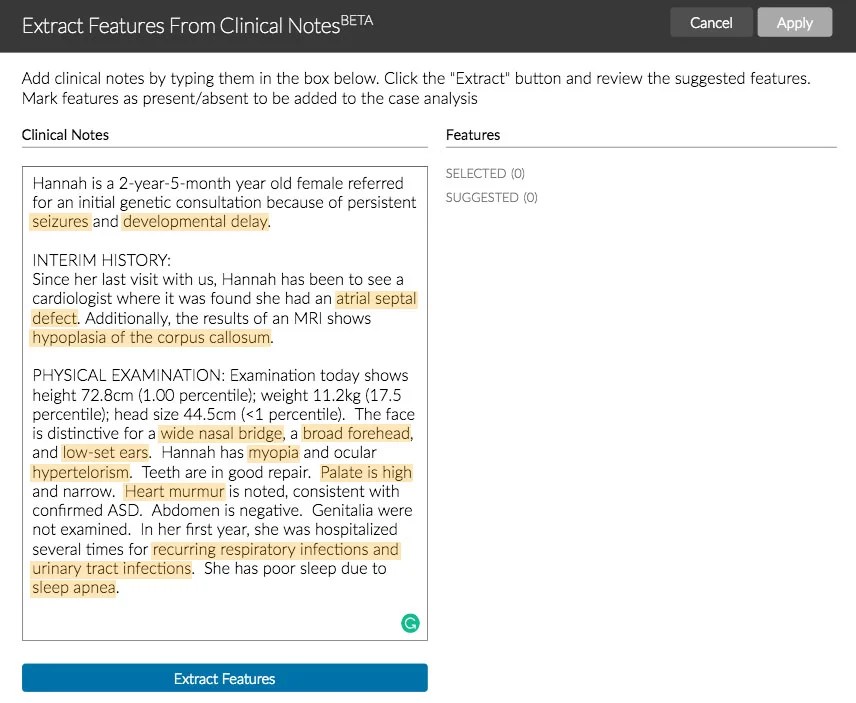 Extracting Features From Clinical Notes FDNA™