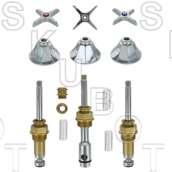 Factory Direct Plumbing Supply Royal Brass* 3 Valve Tub & Shower Rebuild Kit W/ Old Style Trim
