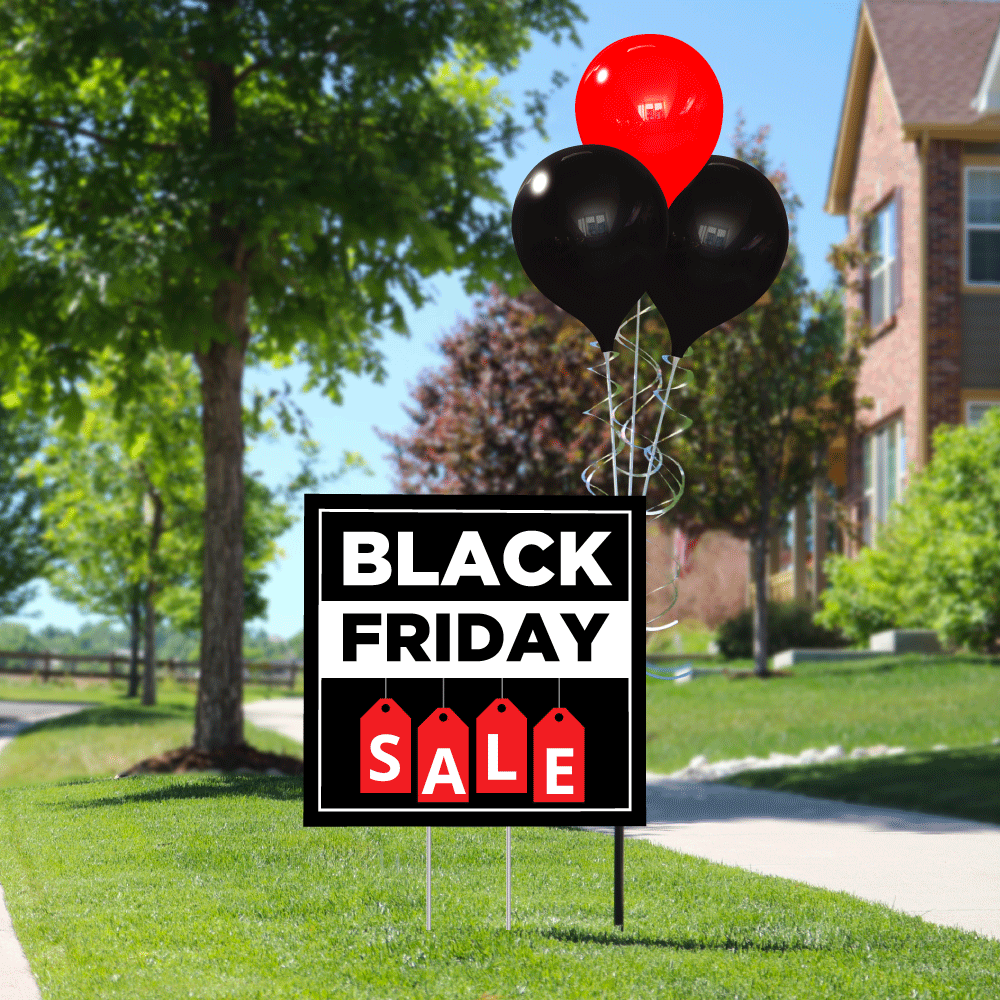 Permashine® Yard Sign Black Fridayhang Tag 3balloon Ground Pole Kit