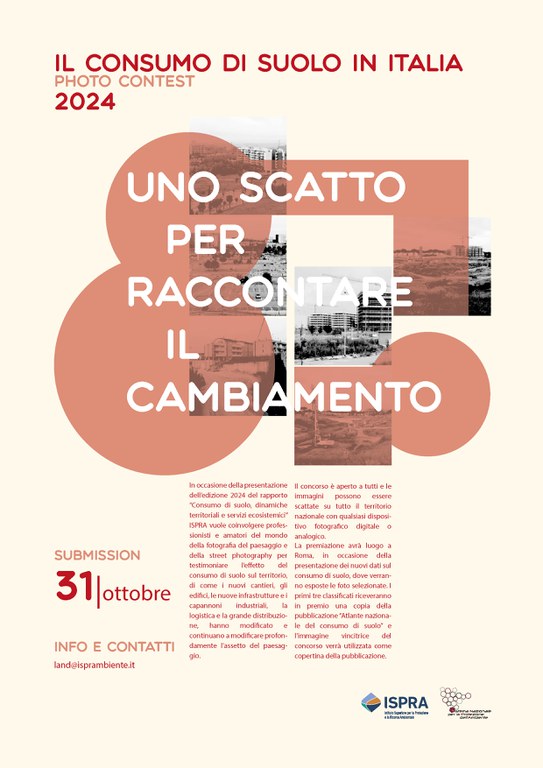 DA ISPRA UN CONCORSO FOTOGRAFICO DEDICATO A “IL CONSUMO DI SUOLO IN ITALIA 2024”