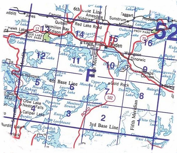 Topographic Map Index 052F Dryden area