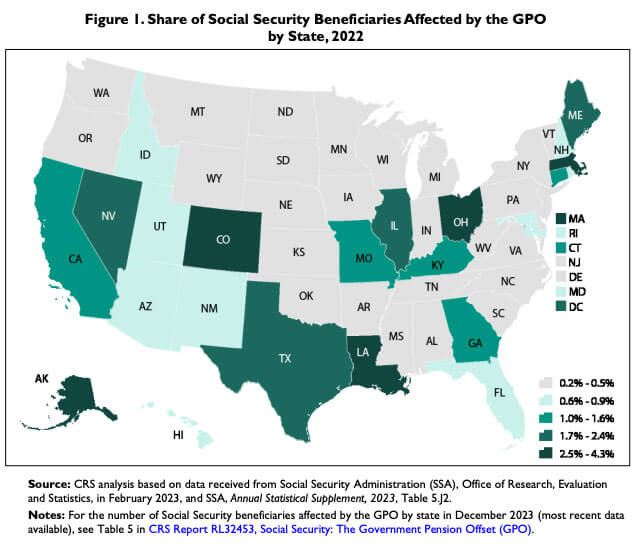 Report Shows Where Social Security GPO, WEP Reductions Hit the Most