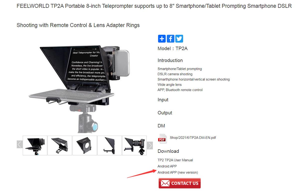 FEELWORLD TP2A Portable 8inch Teleprompter supports up to 8