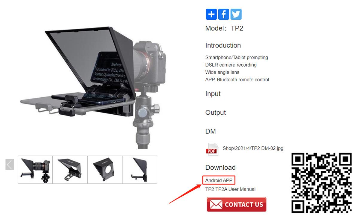 FEELWORLD TP2 Portable 8inch Teleprompter for below 8″ Smartphone