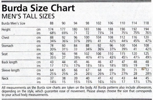 34+ Designs Burda Sewing Patterns Sizing Chart - JessalinAminata
