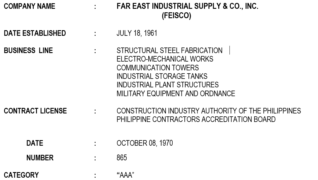 Company Profile Far East Industrial Supply and Co., Inc.