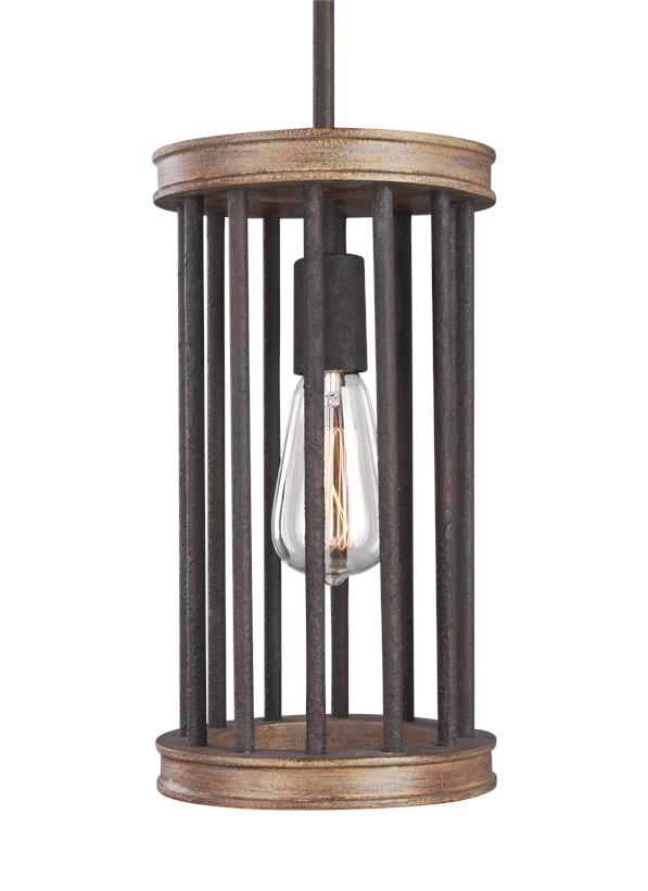P1430WRI/TWO,1 Light MiniPendant,Weathered Rustic Iron / Textured