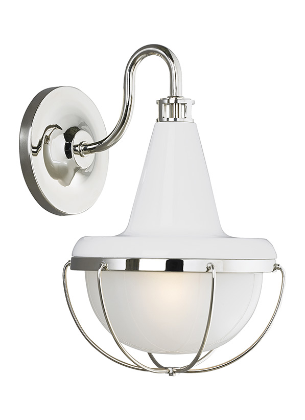 WB1727HGW/PN,1 Light Wall Bracket,High Gloss White / Polished Nickel