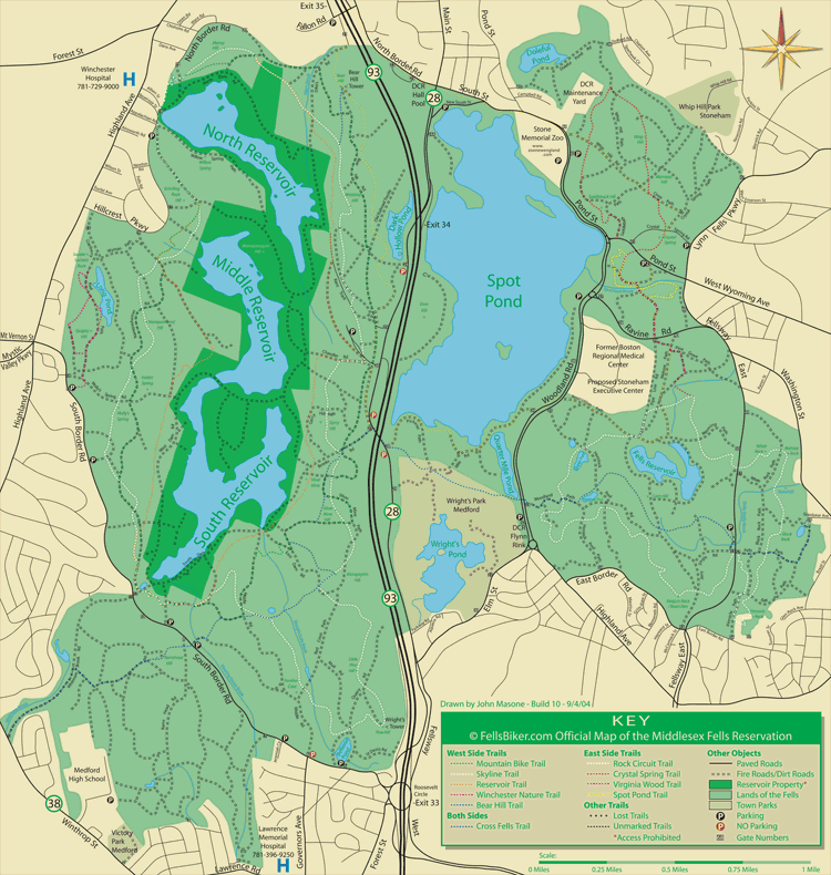 Middlesex Fells Reservation FellsBiker Trail Maps