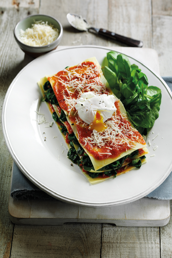 Open Lasagne With Spinach And Poached Egg