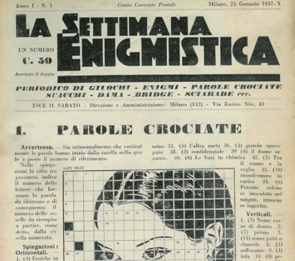 PRIMO NUMERO della LA SETTIMANA ENIGMISTICA Fenomenologia