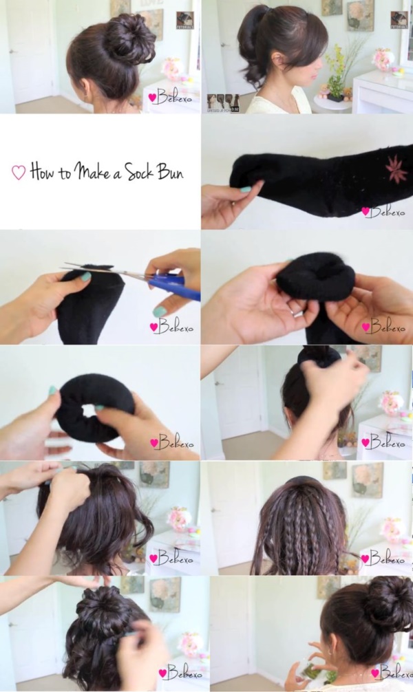 How to make a sock Bun 18 Step by Step Tutorials