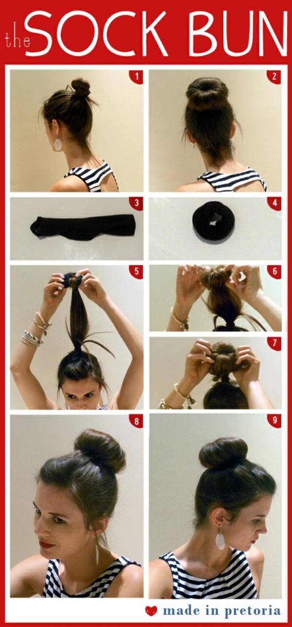 How to make a sock Bun 18 Step by Step Tutorials