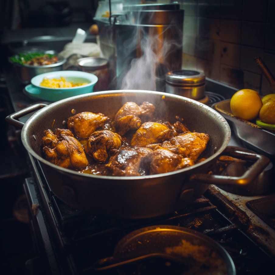 Surinaamse gestoofde kip Fernandes Softdrinks