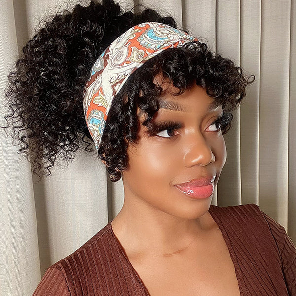 HEADBAND WIG WITH BANGS DEEP WAVE