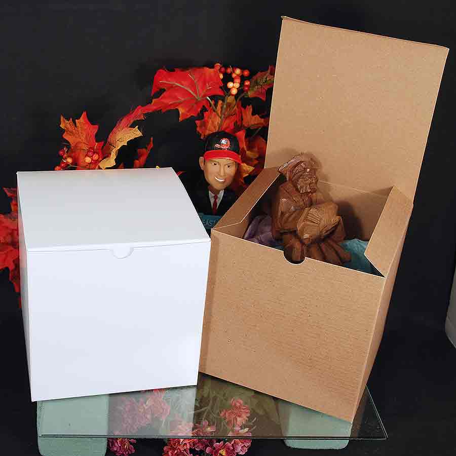 Gift Boxes, One Piece Available in White or Kraft Gift Boxes. Made in USA