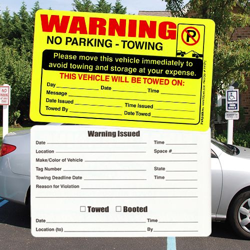 Parking Violation Stickers, Towing Stickers Permanent 8" x 5"H 50/pack