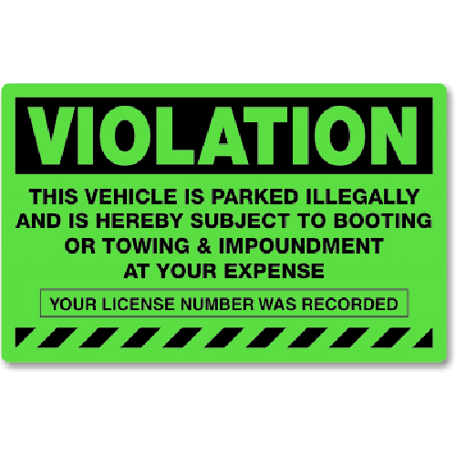Parking Violation Stickers Permanent 8" x 5"H 50/pack