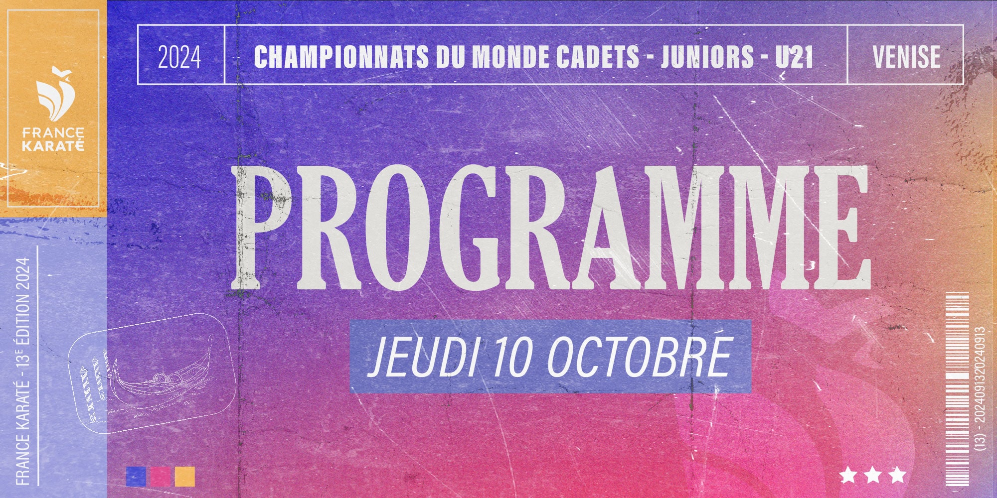 Championnats du monde cadets, juniors, U21 programme du jeudi 10