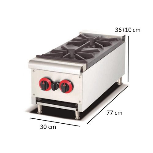 2Burner Counter Top Gas Stove 77 cm deep Fun Food Thailand