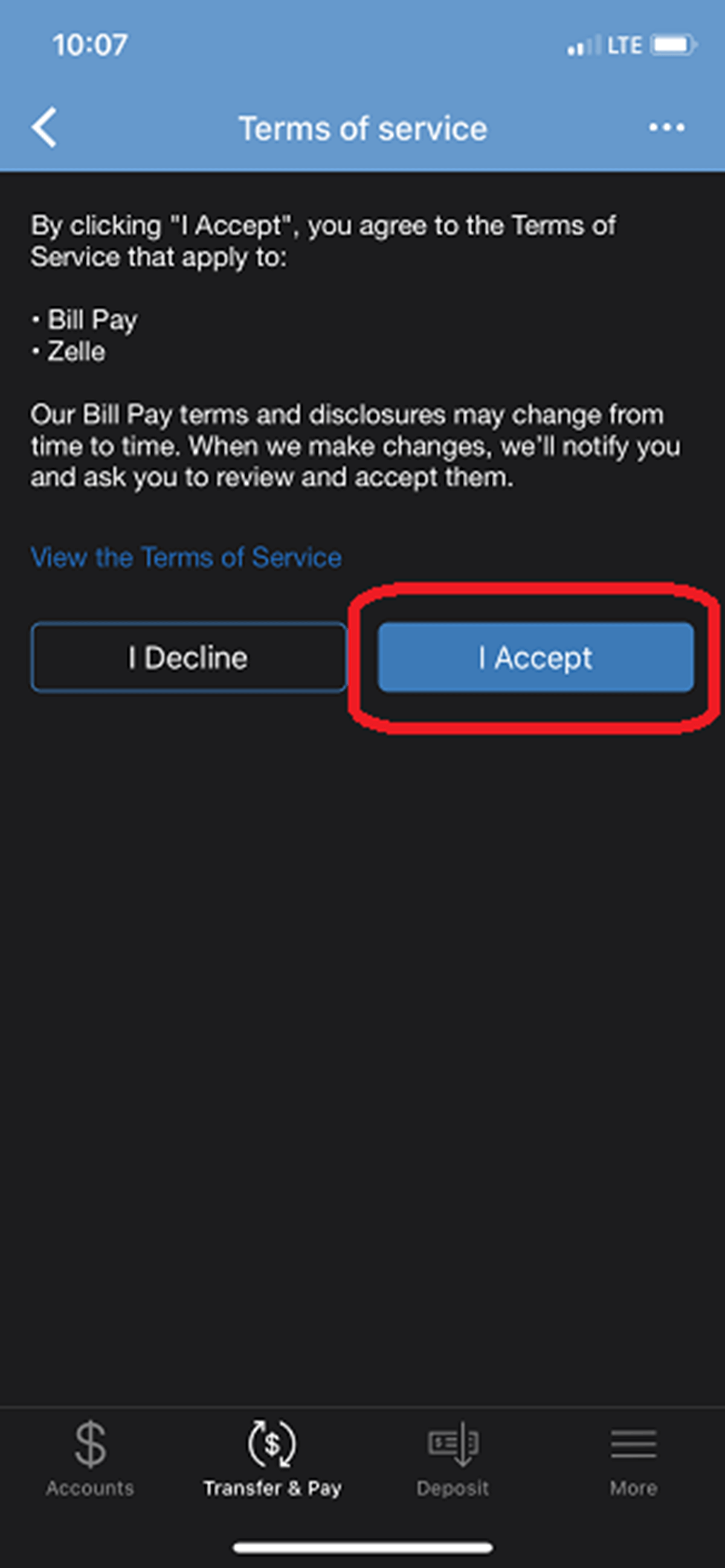 Updated Bill Pay/Zelle Terms & Conditions