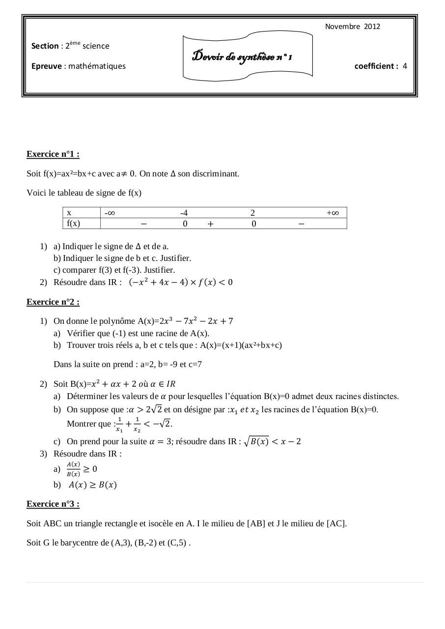 devoir de synthése n°12ème science par USER Fichier PDF