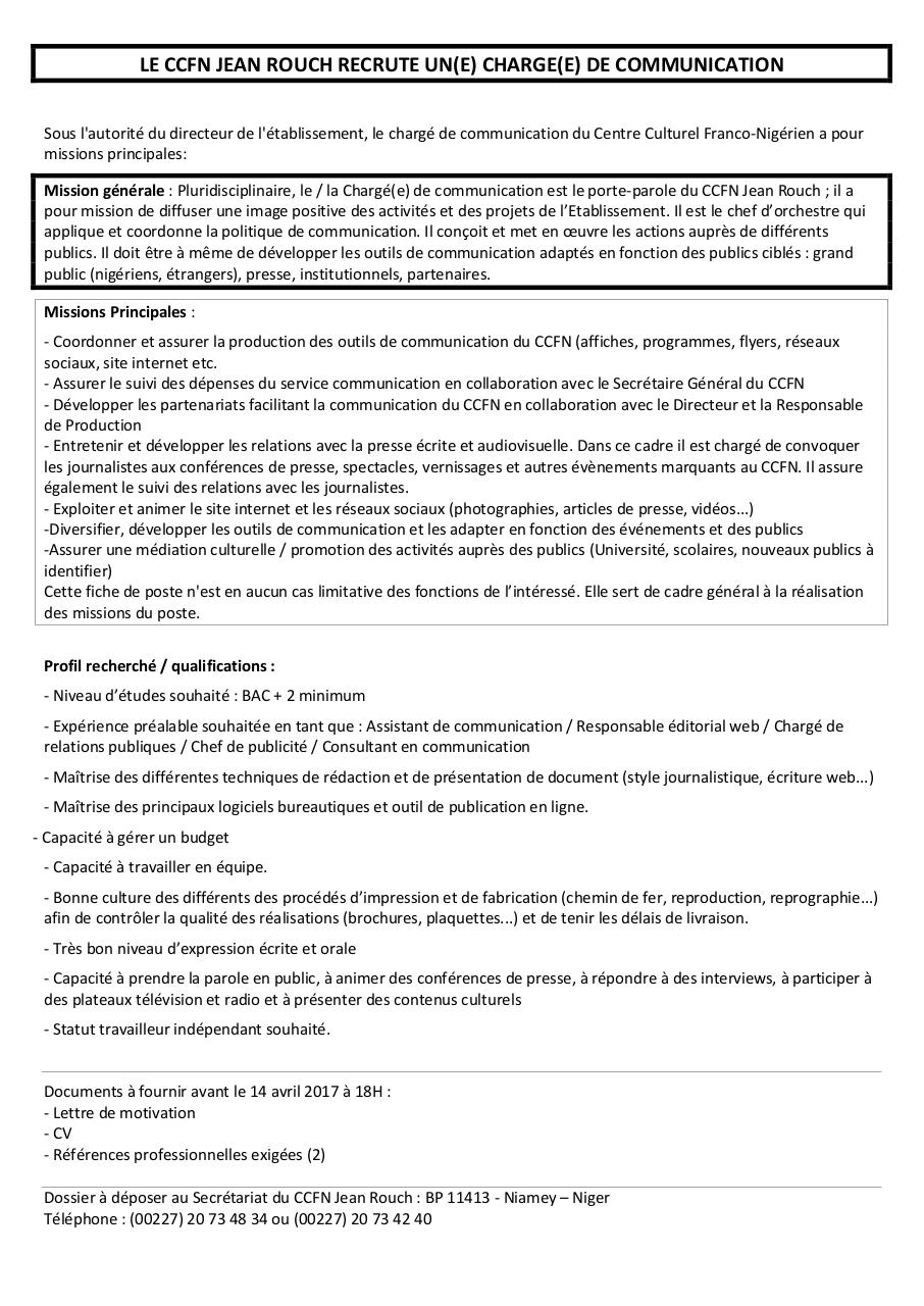 Lettre De Motivation Pour Un Charge De Communication