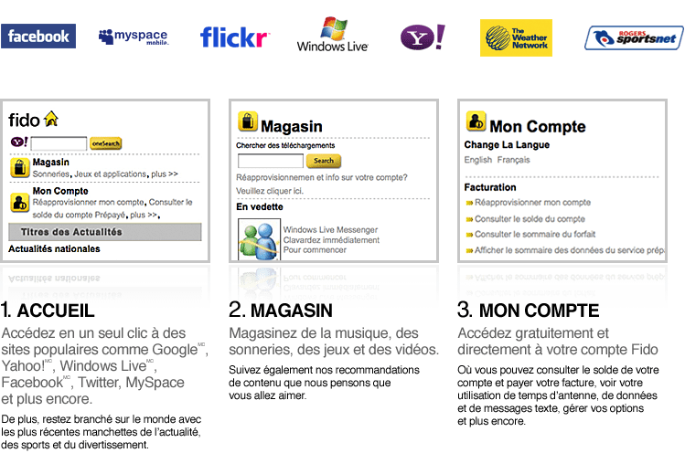 Le portail mobile de Fido Options Magasinez