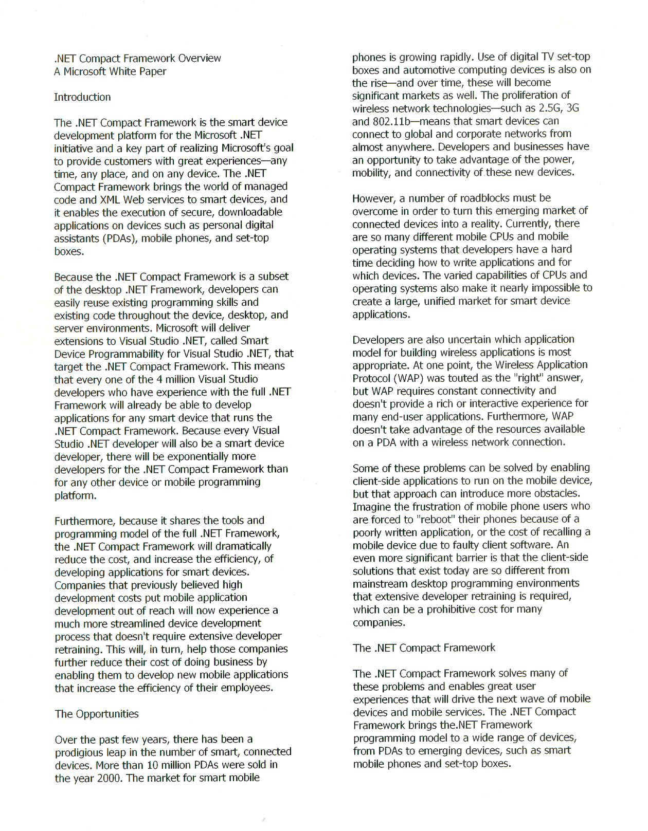 PrinterCE.NetCF - TextColumns Example