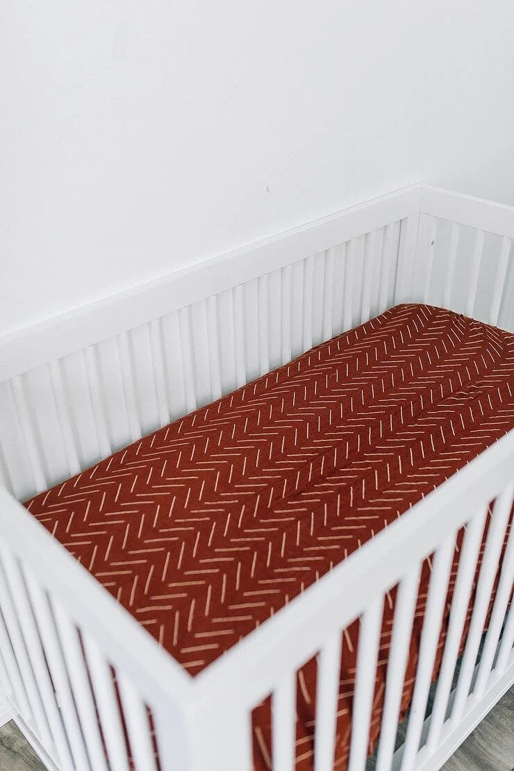 Mebie Baby Rust Mudcloth Crib Sheet