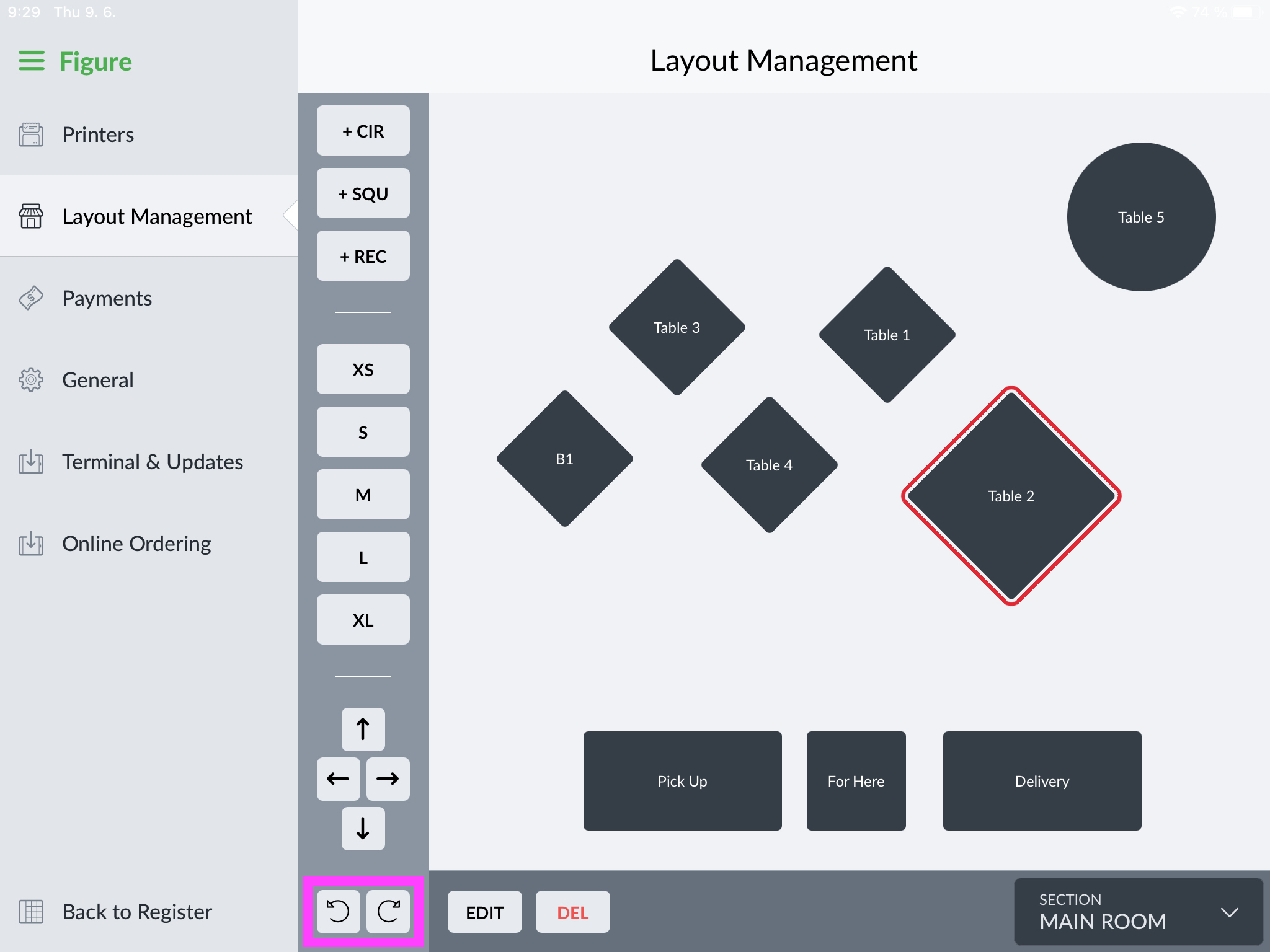 Table Layout Management Figure POS