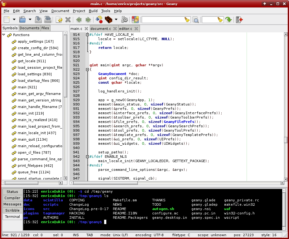 Geany 1.35 IDE Software